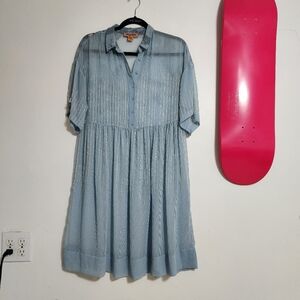 Anthropologie Beaded Sheer Blue Dress
